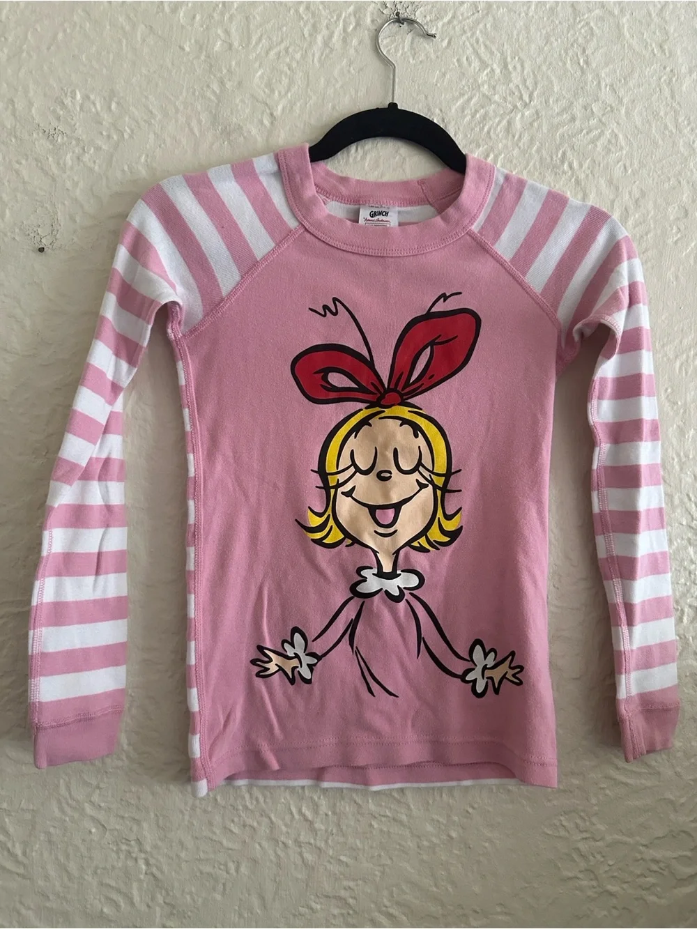 Hanna Andersson x Grinch Cindy Lou Who Pink Stripe Pajama Top Kids Girls 10